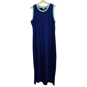 Calvin Klein Blue Maxi Dress with Light Green Accents
